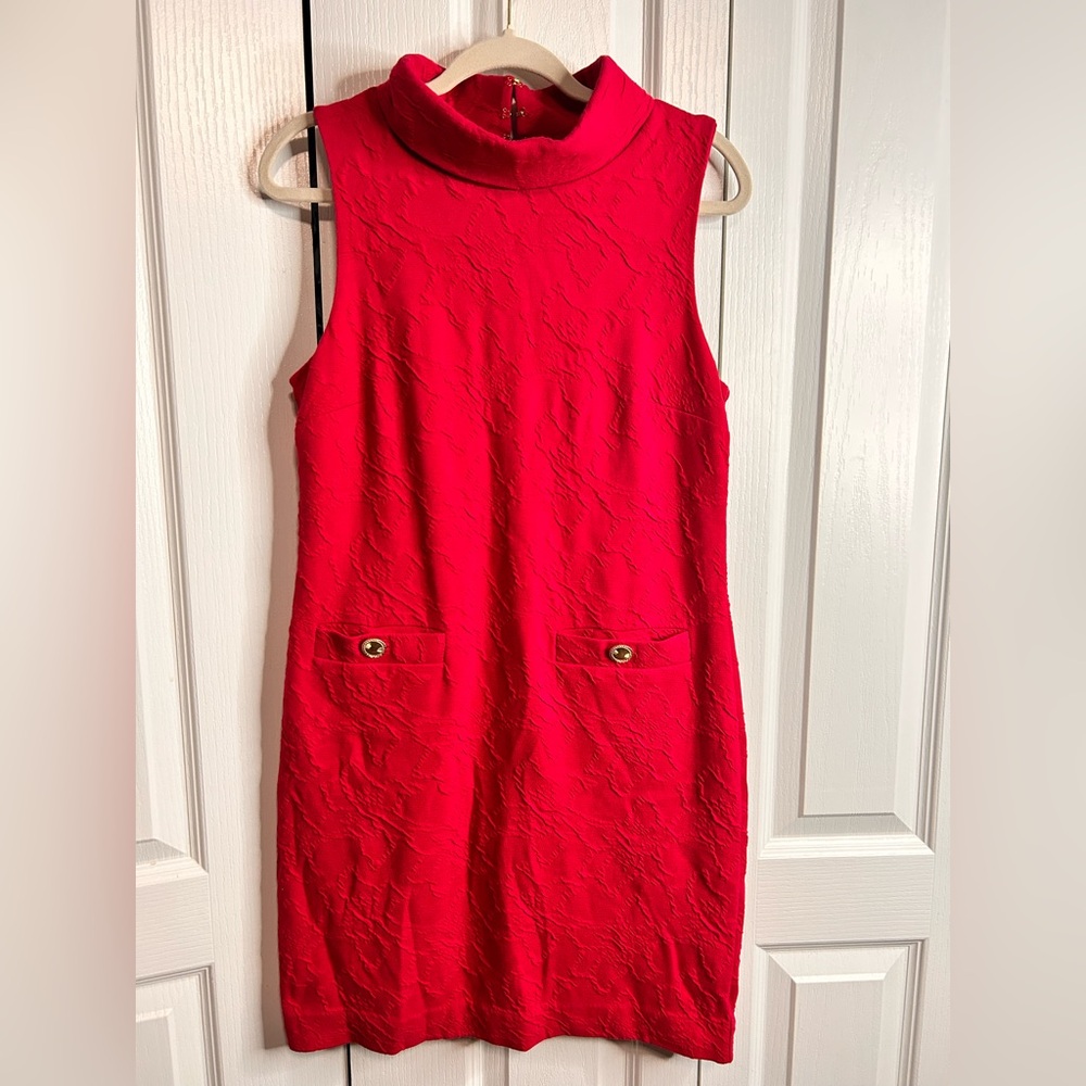 Lilly Pulitzer Women’s Mock Neck Sleeveless Daisee Shift Dress Size Medium‎ Red
